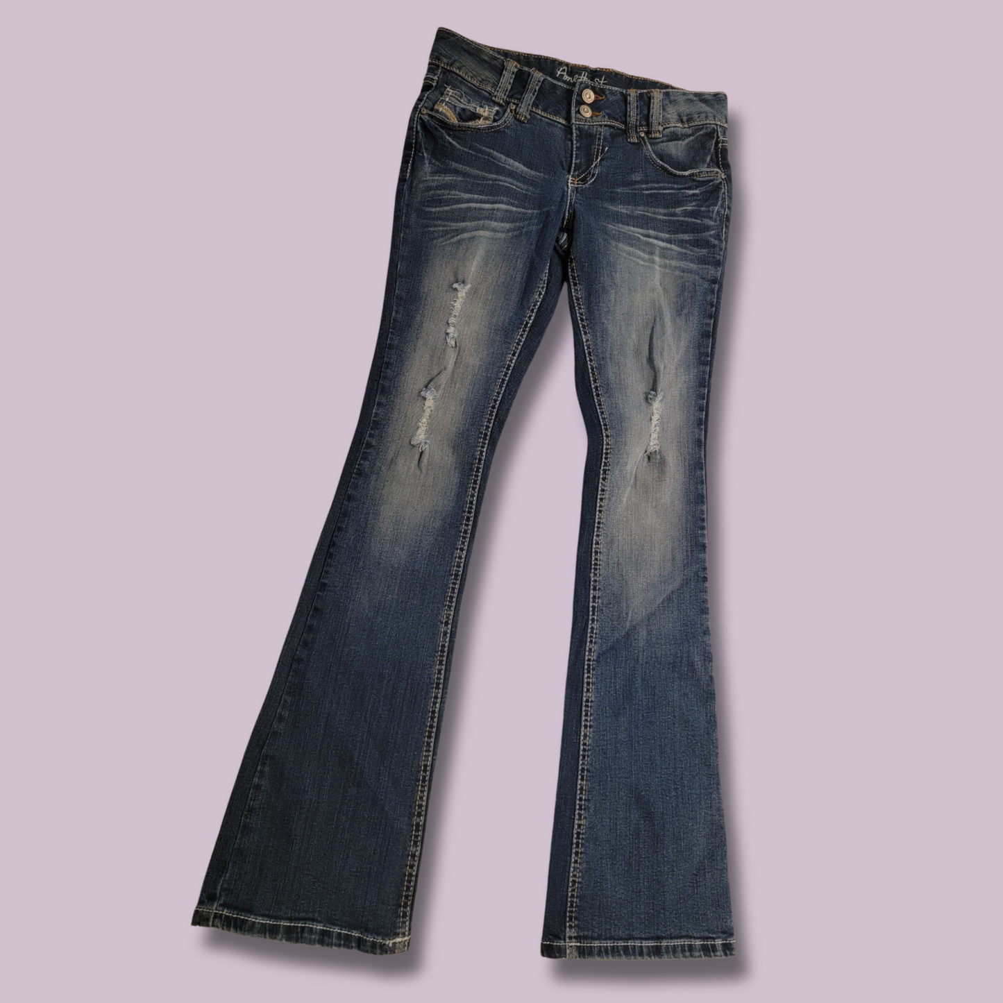 Amethyst Jeans, Distressed, Detail Stitch, Size 5