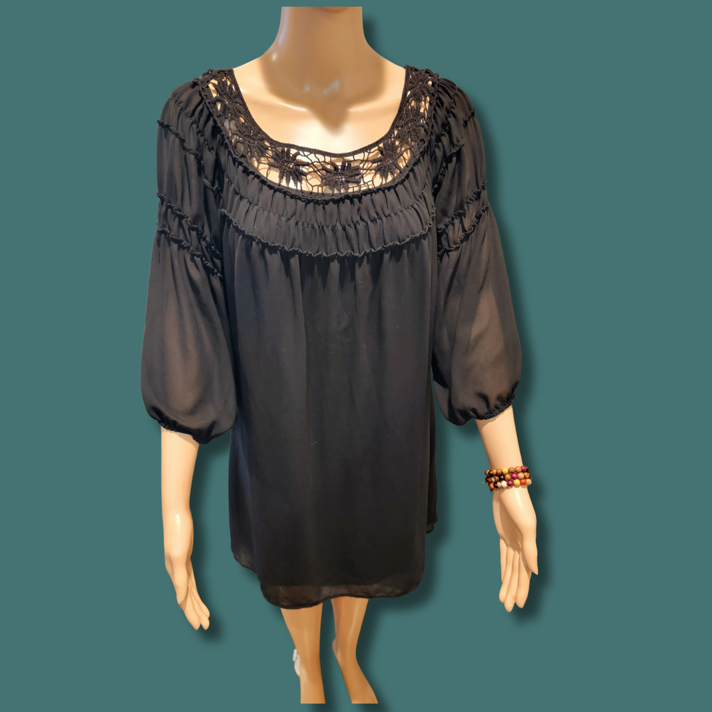 π€ Elegant Boho Chic Black Peasant Dress π€ (M/L)