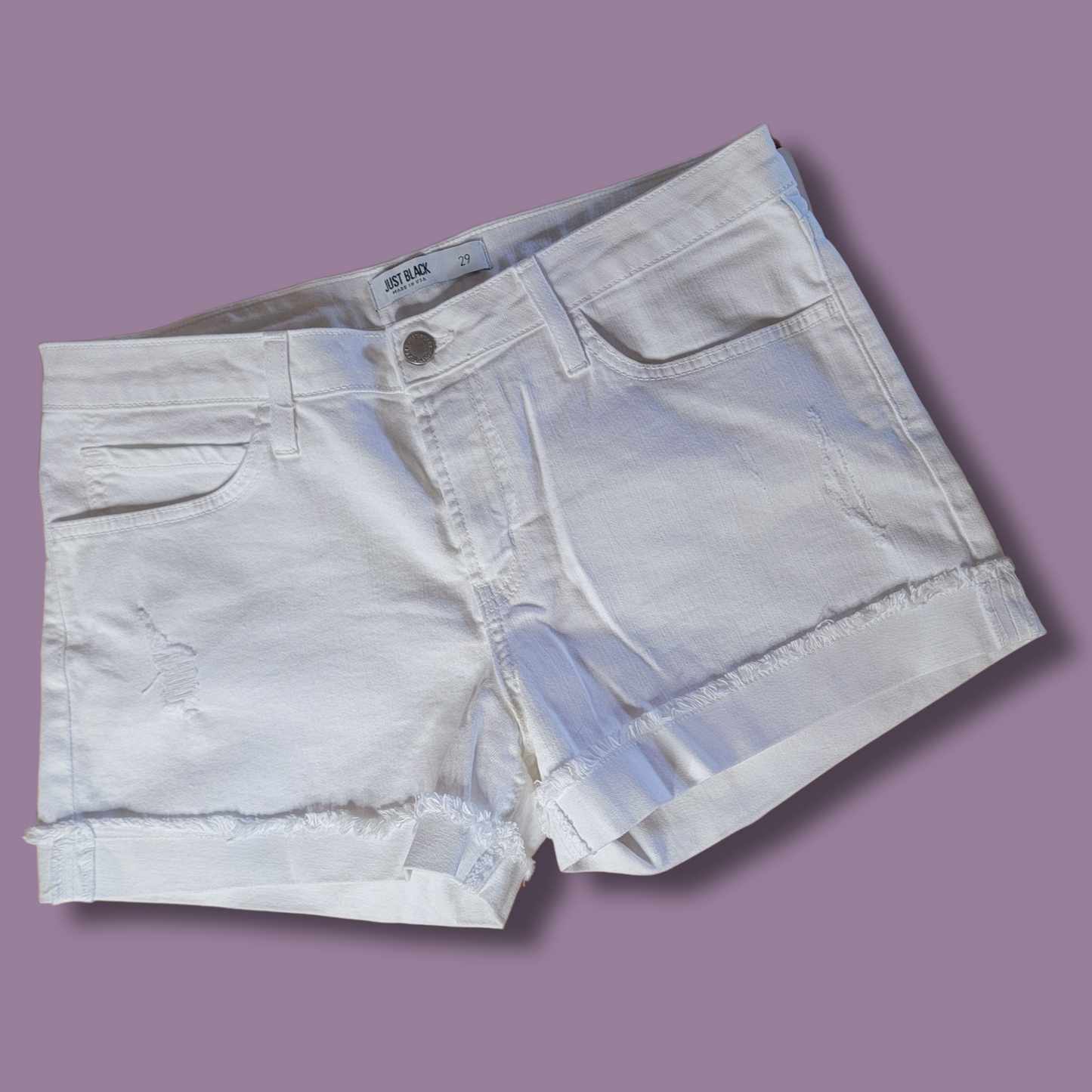 Just Black White Jean Shorts, Size 29