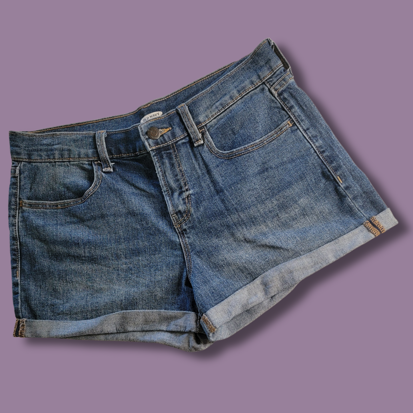 Old Navy Dark Blue Jean Shorts, Folded Hem, Size 6