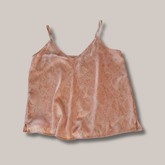 A New Day, Peach Cami Tank Top, Animal Print, Size S