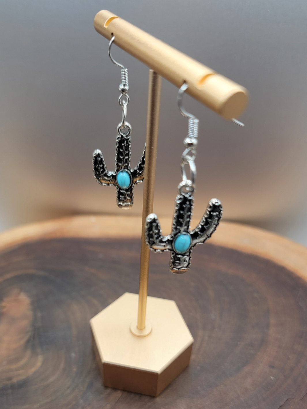 π΅ Turquoise Cactus Charm Earrings π΅β¨