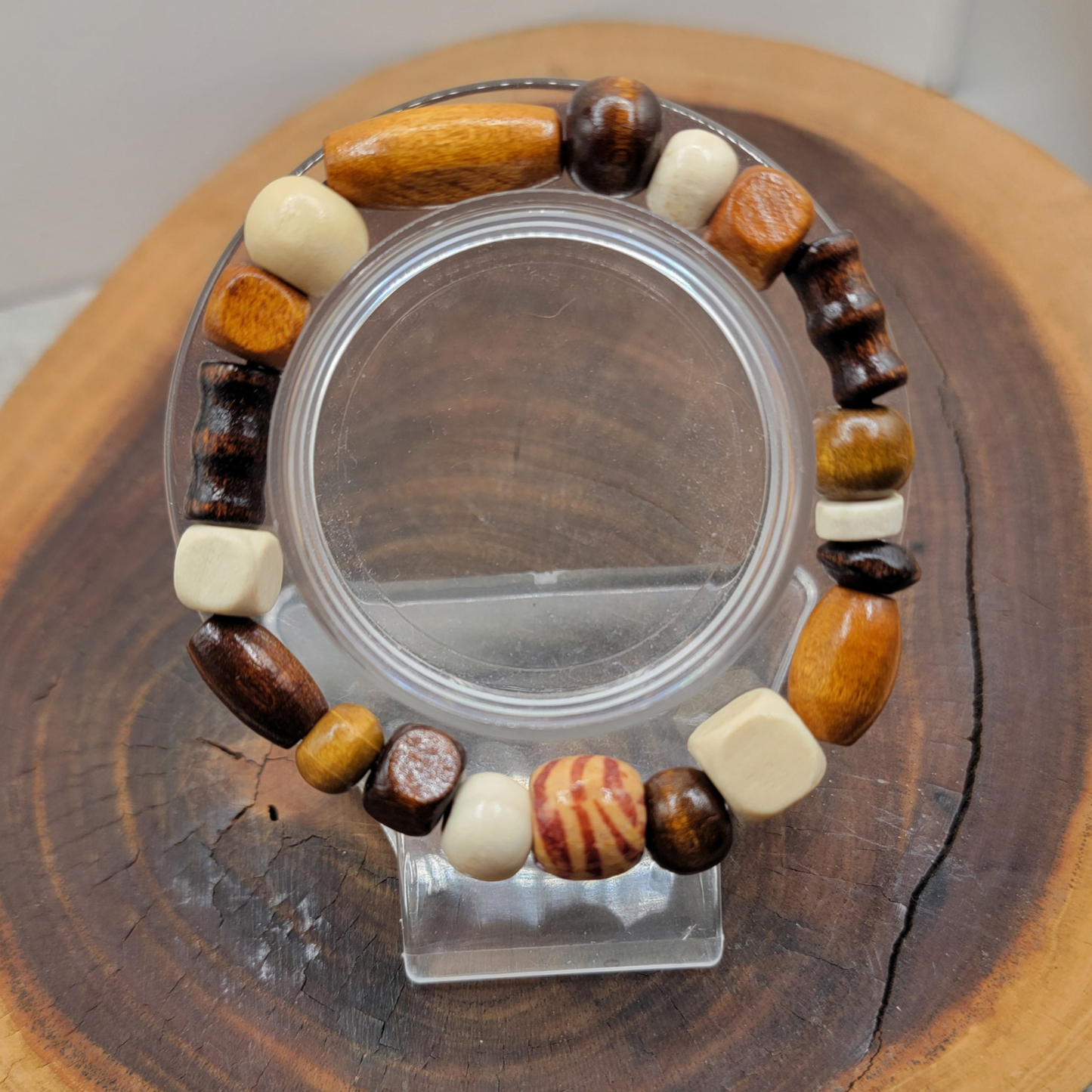 🌿 Rustic Boho Wooden Beaded Bracelet 🌿