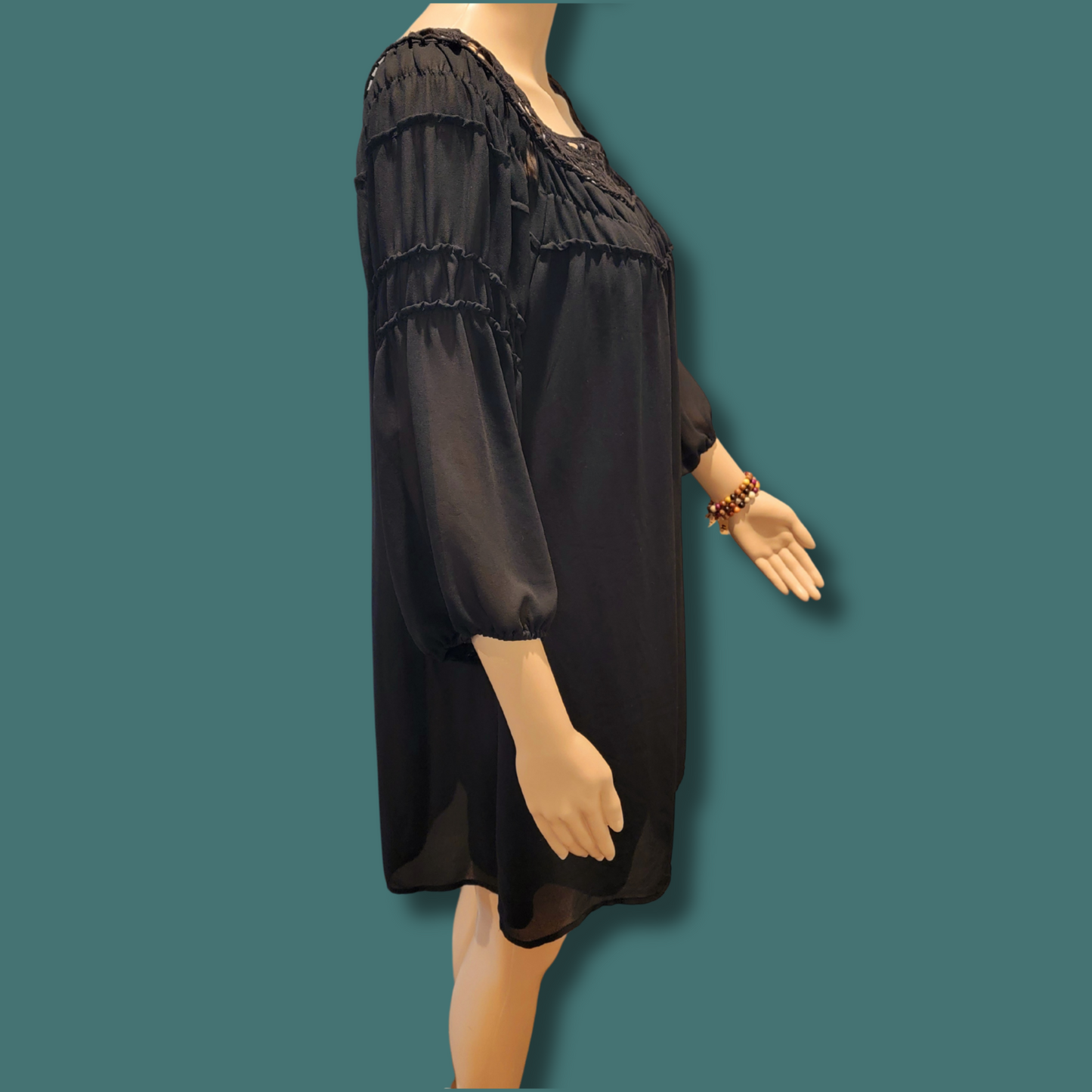 π€ Elegant Boho Chic Black Peasant Dress π€ (M/L)