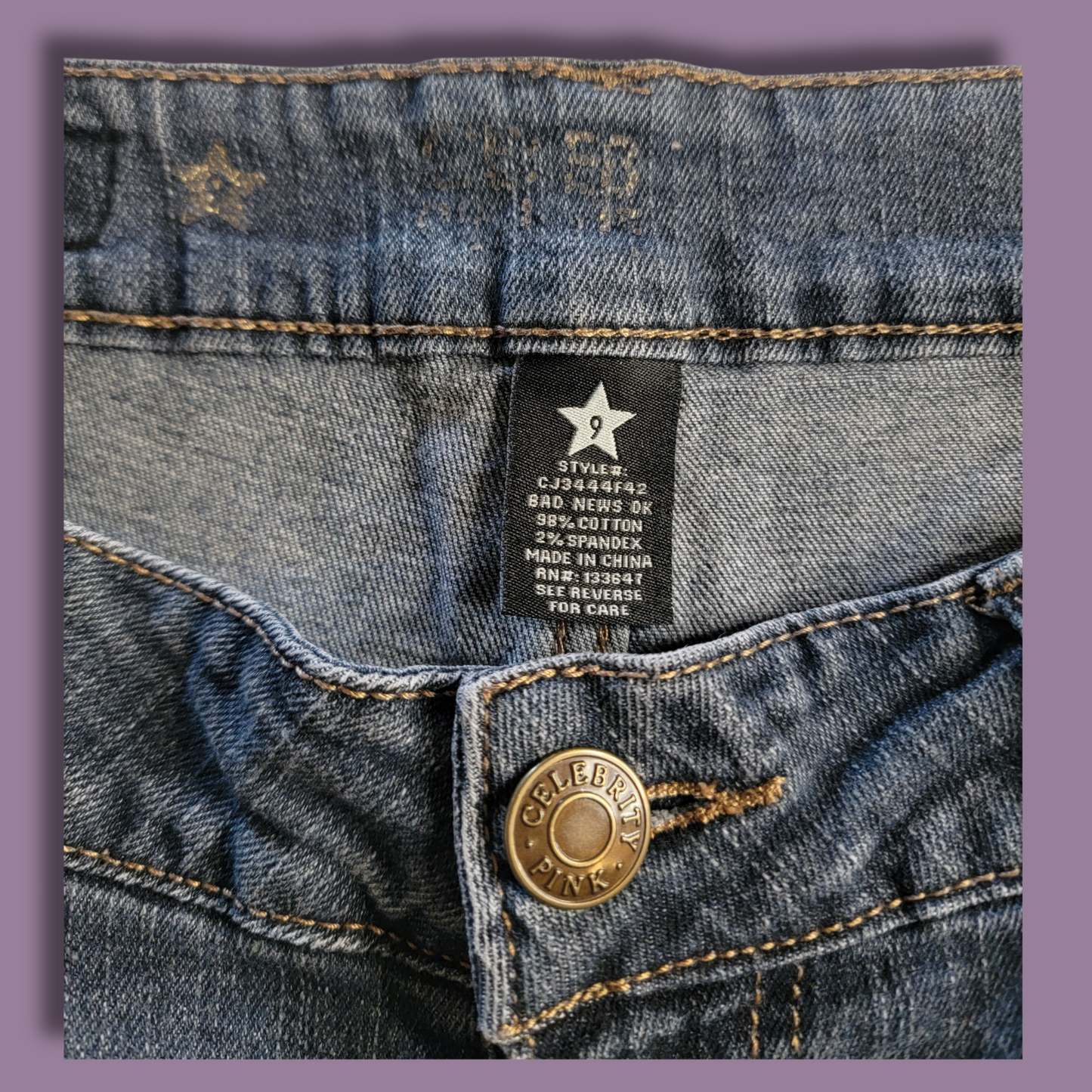 Celebrity Pink Jean Shorts, Dark Blue Wash, Size 9
