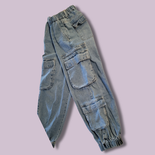 Forever 21 Light Blue Cargo Jeans, Size L