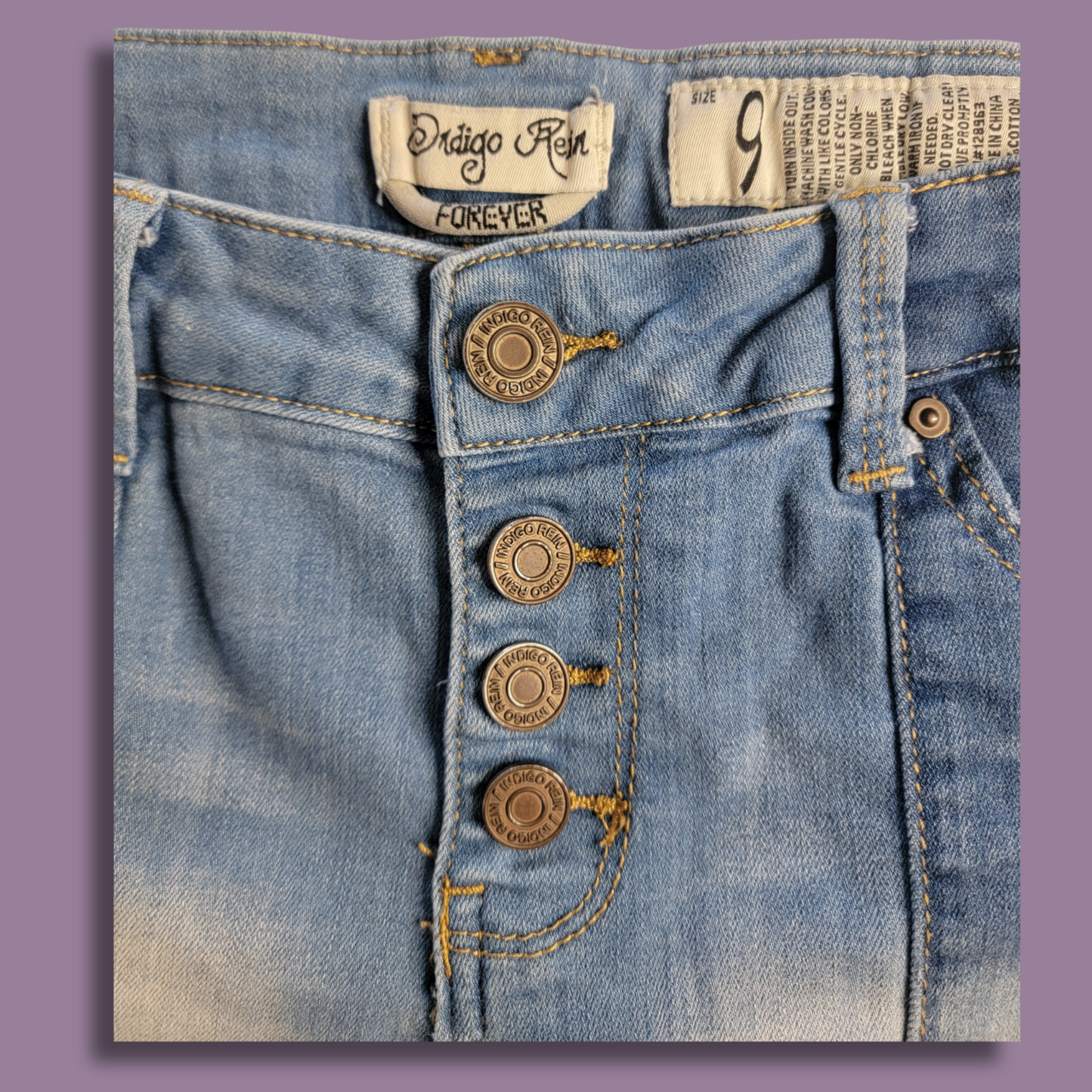 Indigo Rein Jean Shorts, Button up, Size 9