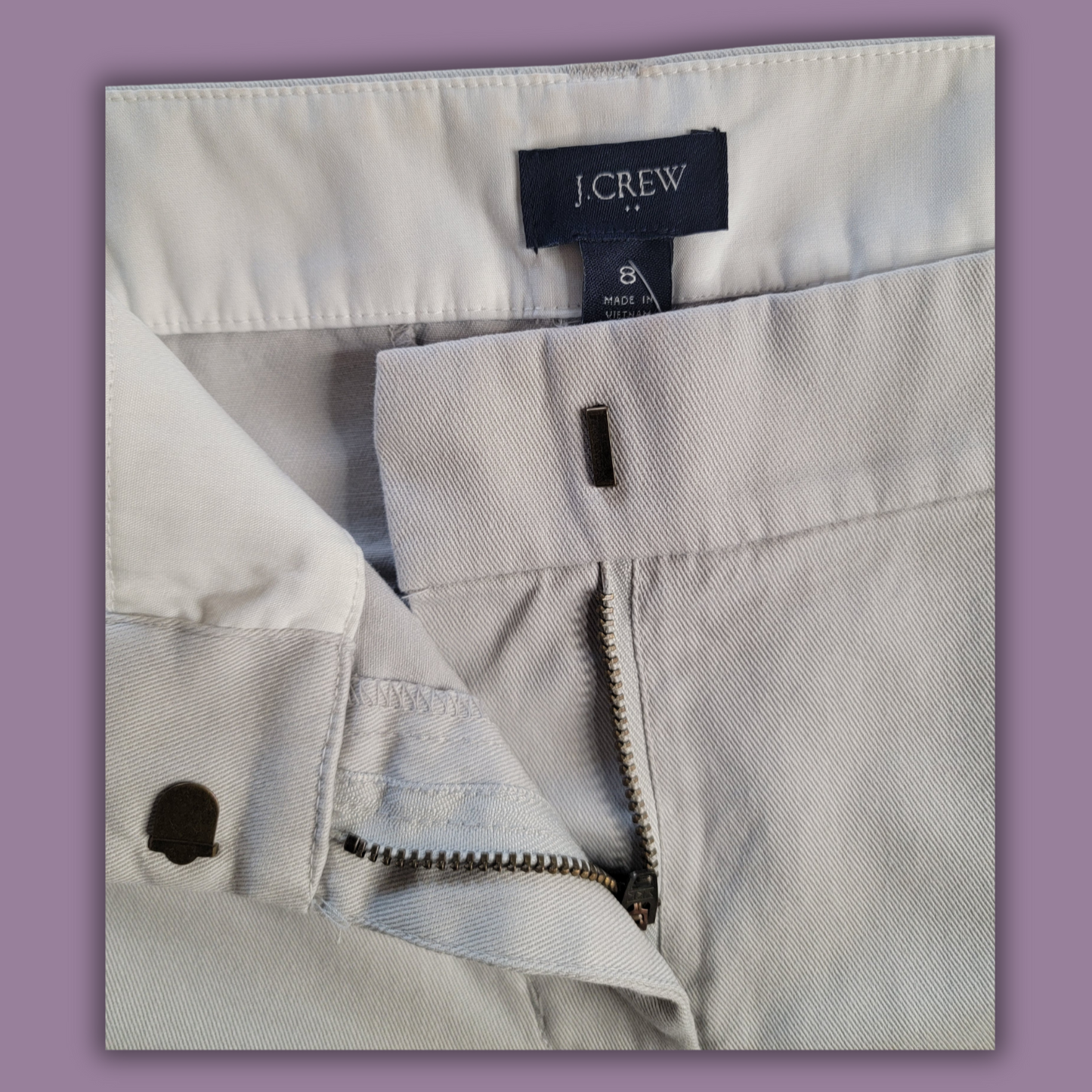J Crew Chino Shorts, Lt Grey, Size 8