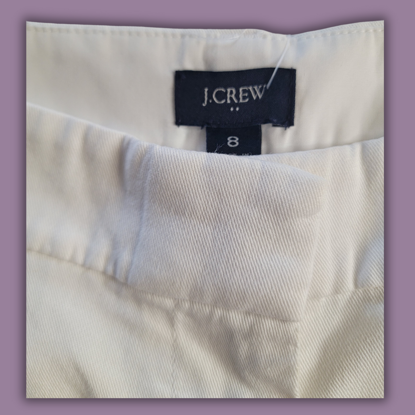 J Crew Chino Shorts, White, Size 8