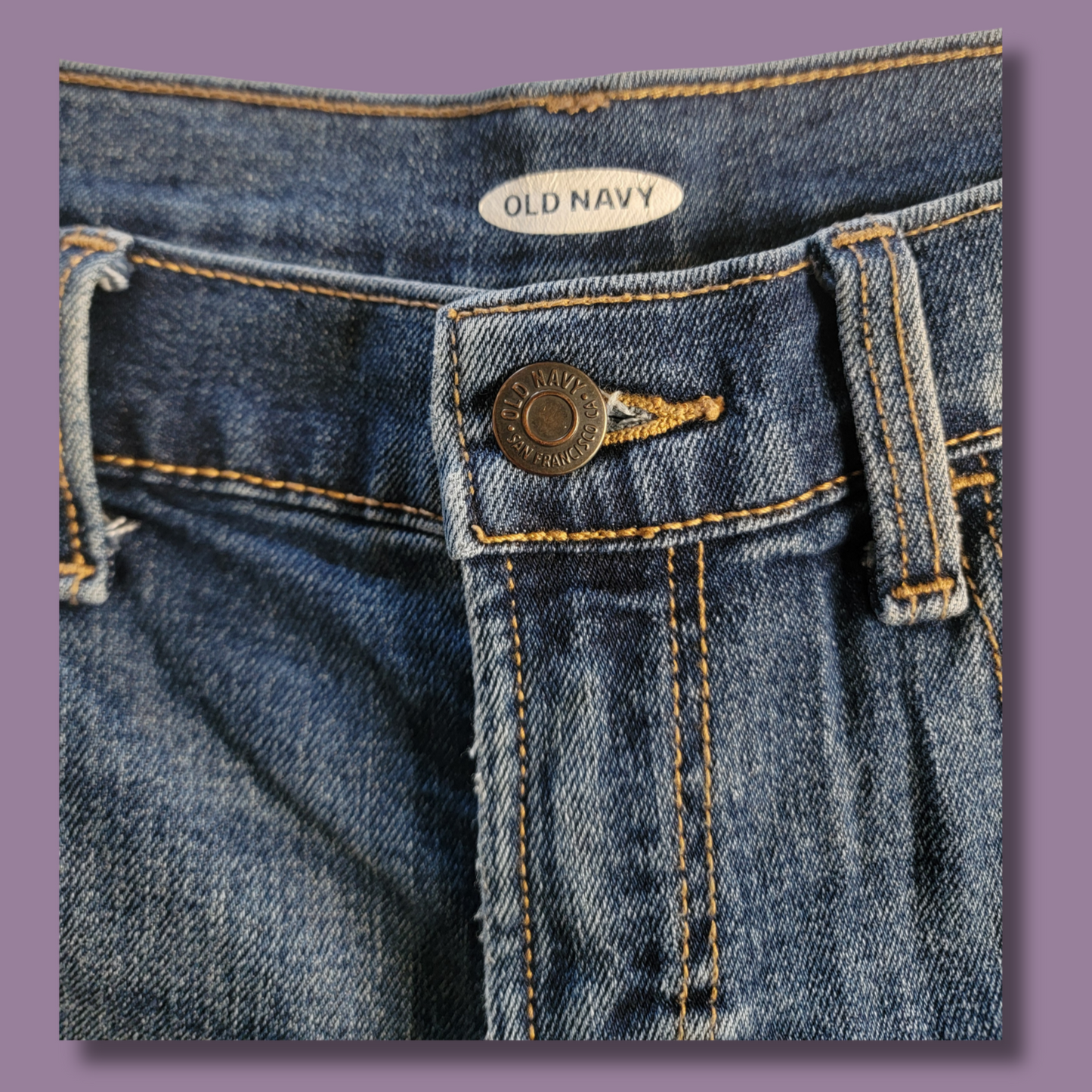 Old Navy Dark Blue Jean Shorts, Folded Hem, Size 6