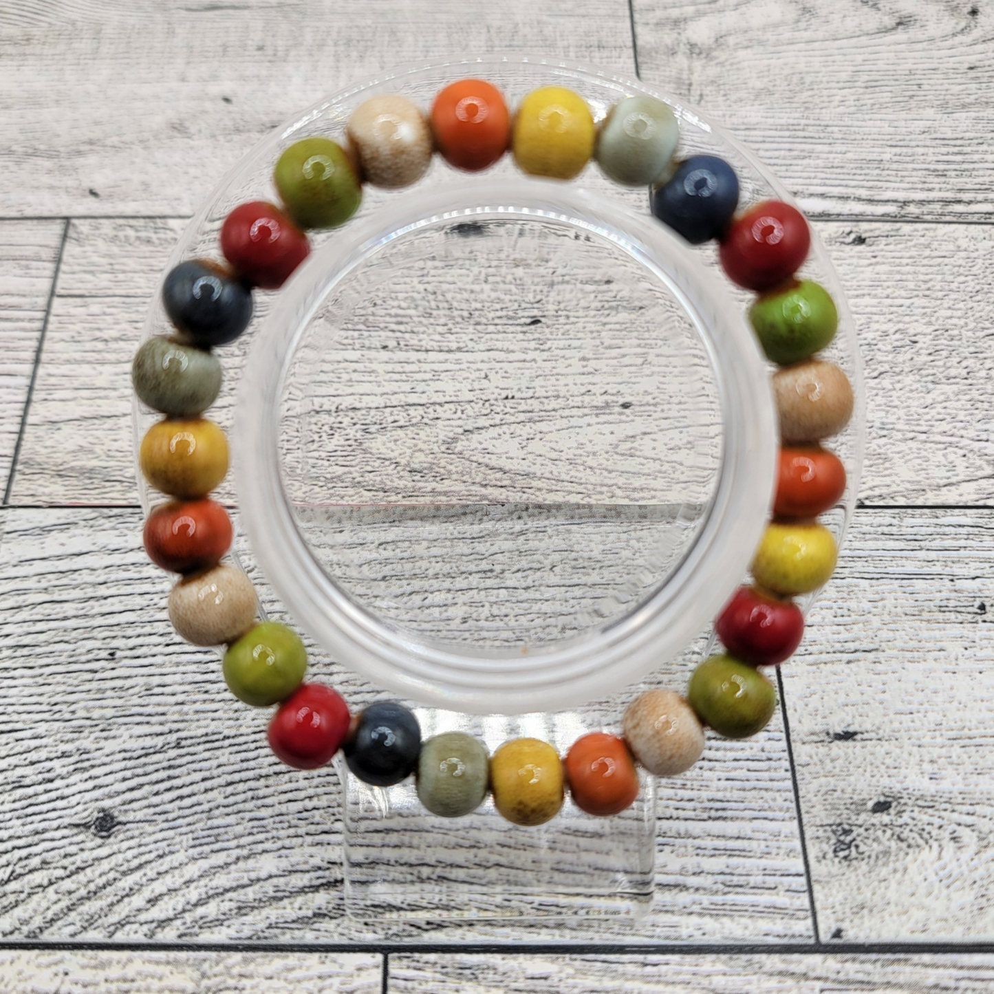 Rustic Charm Porcelain Bead Bracelet – Stretchy & Unique