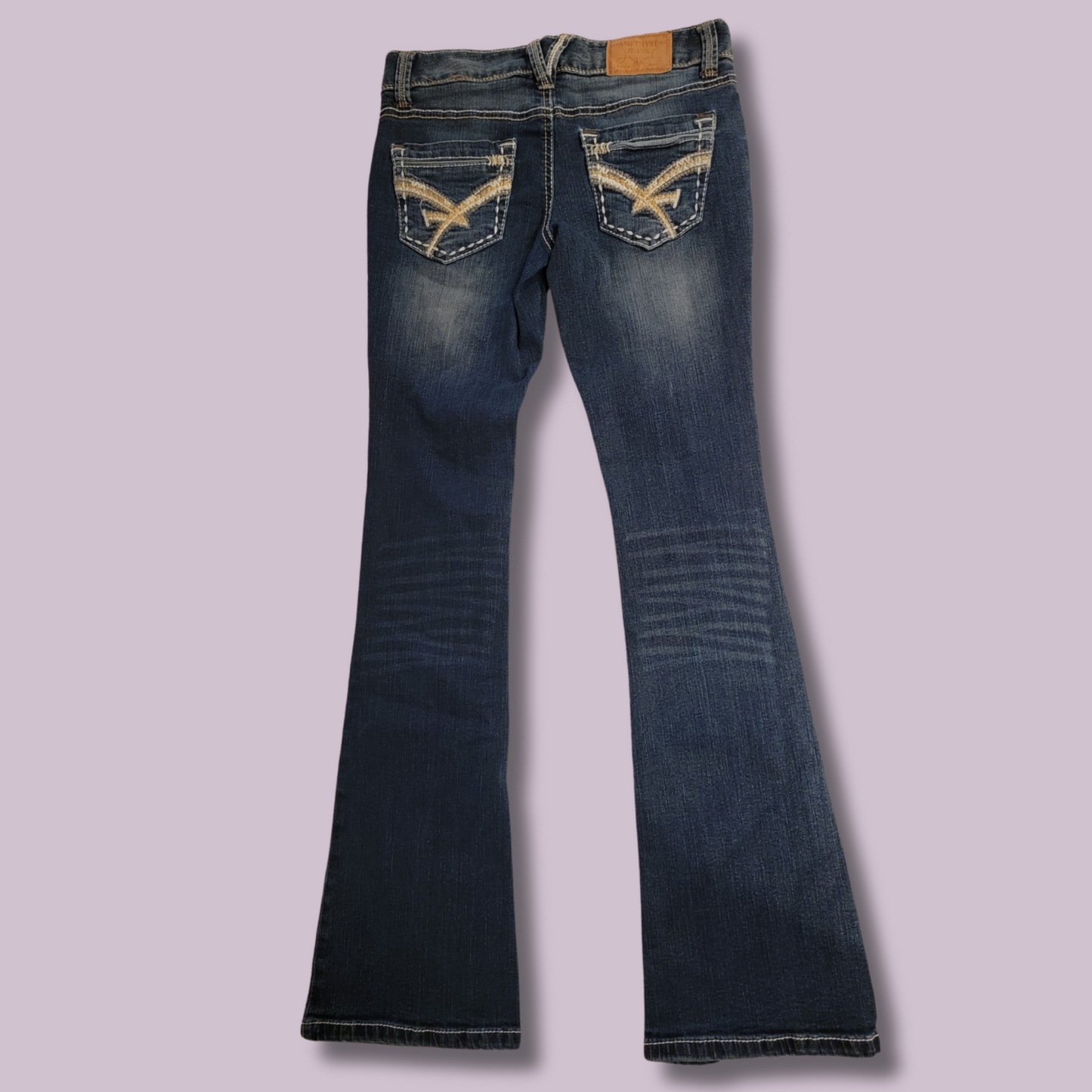 Amethyst Jeans, Distressed, Detail Stitch, Size 5