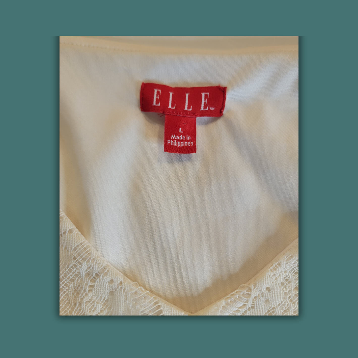 Lace Blouse, Bat wing sleeves, Cream Color, Size L