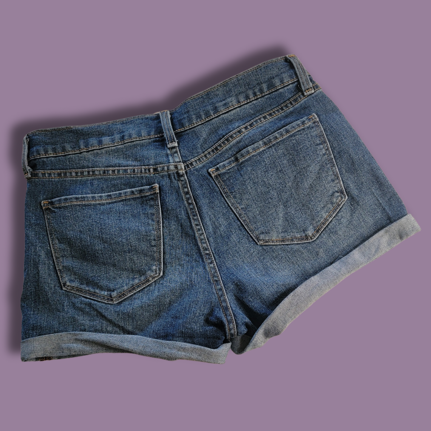 Old Navy Dark Blue Jean Shorts, Folded Hem, Size 6