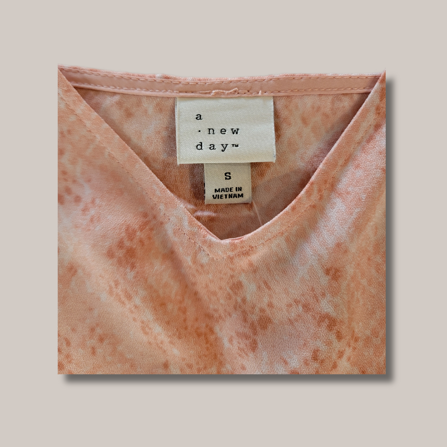 A New Day, Peach Cami Tank Top, Animal Print, Size S