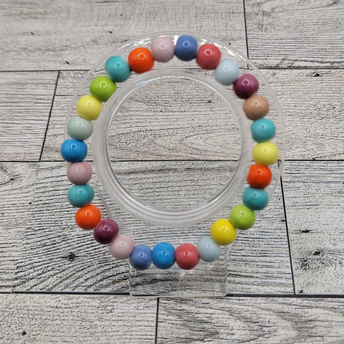 Pastel Rainbow Porcelain Bead Bracelet โ Stretchy & Vibrant ๐โจ
