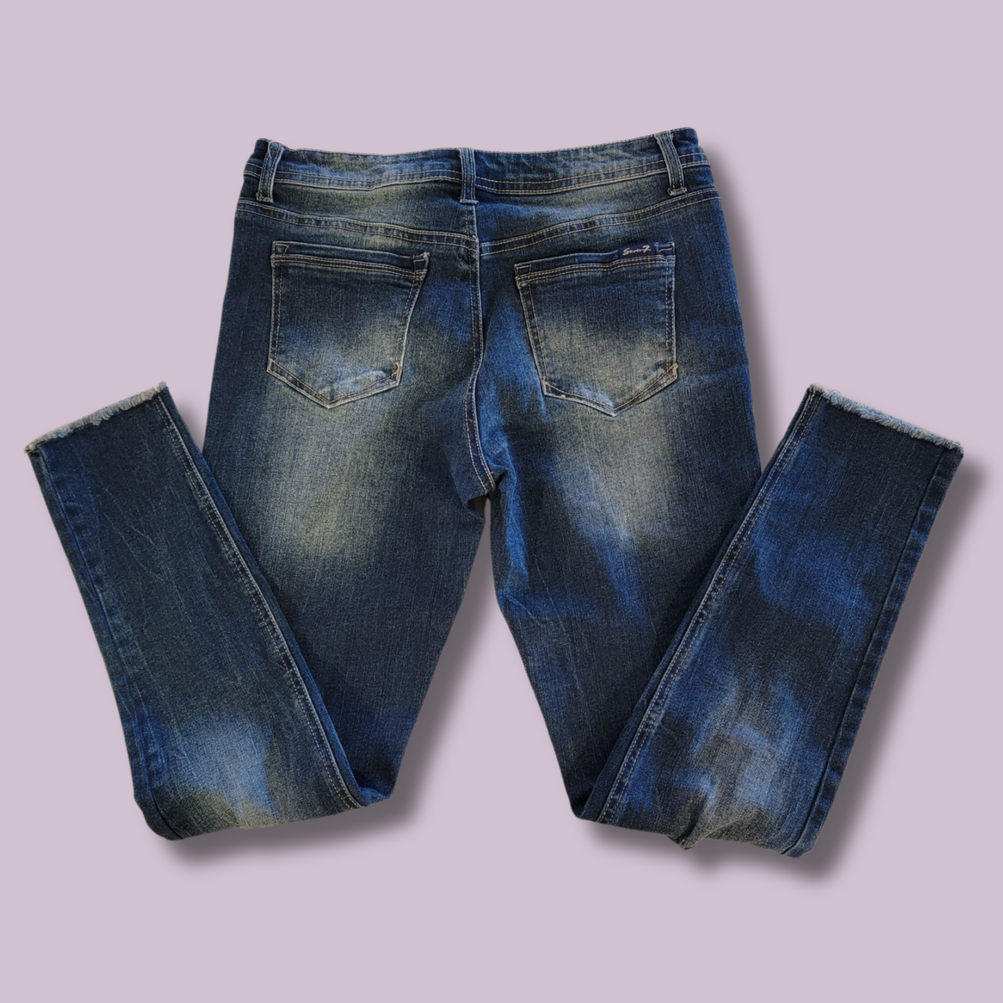 Seven 7, Blue Distressed Skinny Jeans, Size 9