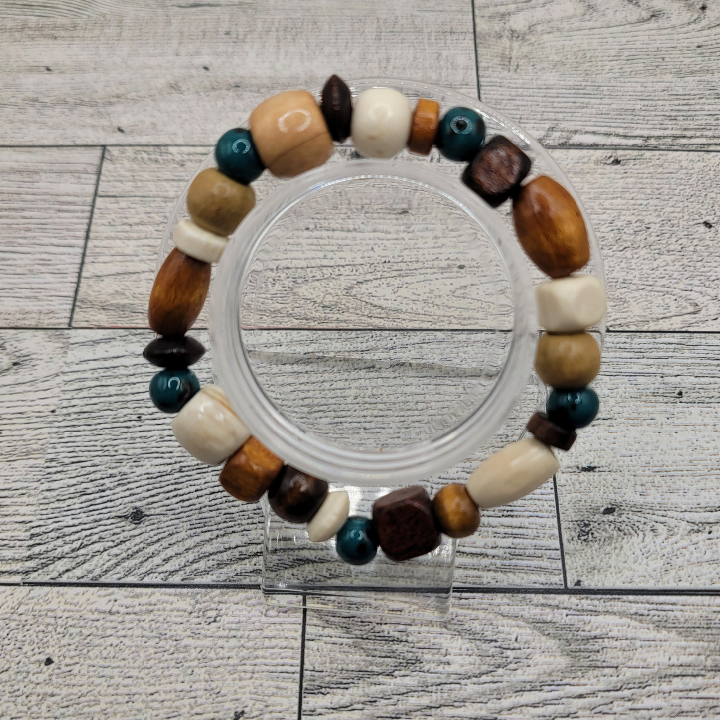 Rustic Turquoise Wood Bead Bracelet β Earthy & Unique πΏβ¨