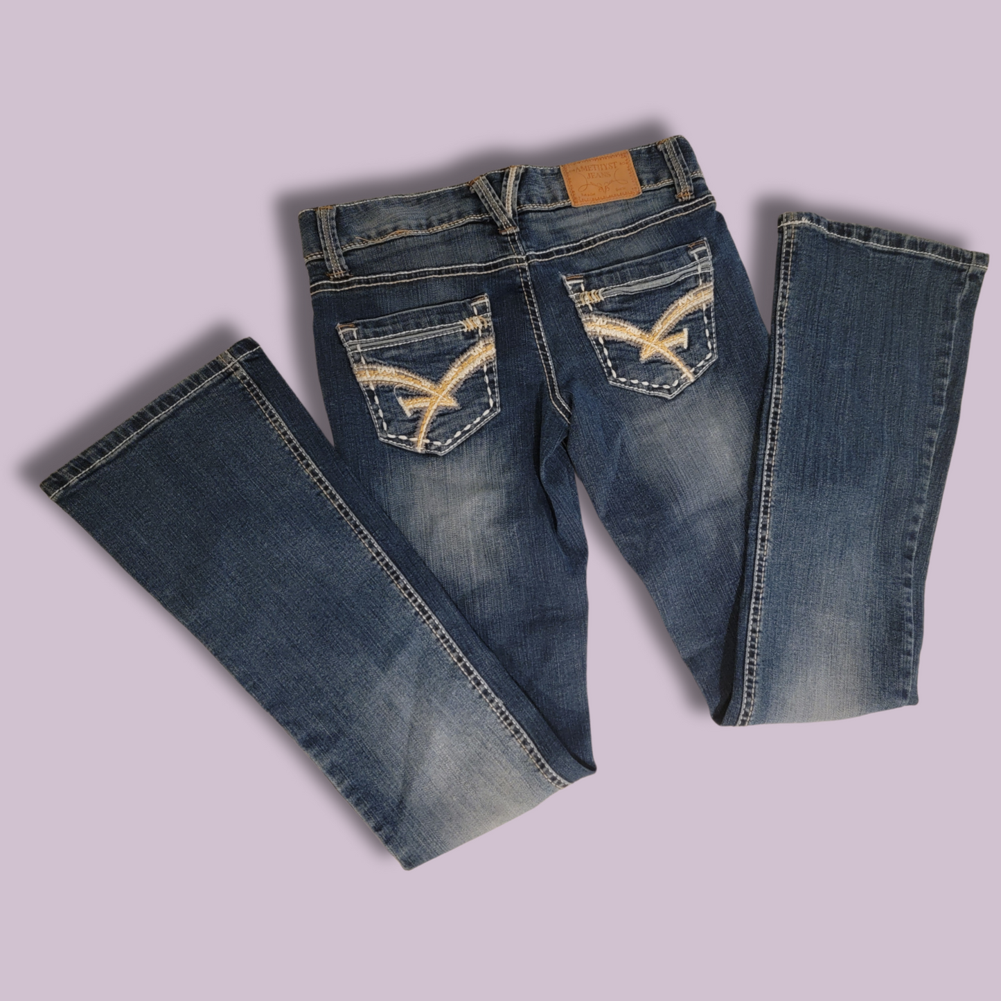Amethyst Jeans, Distressed, Detail Stitch, Size 5