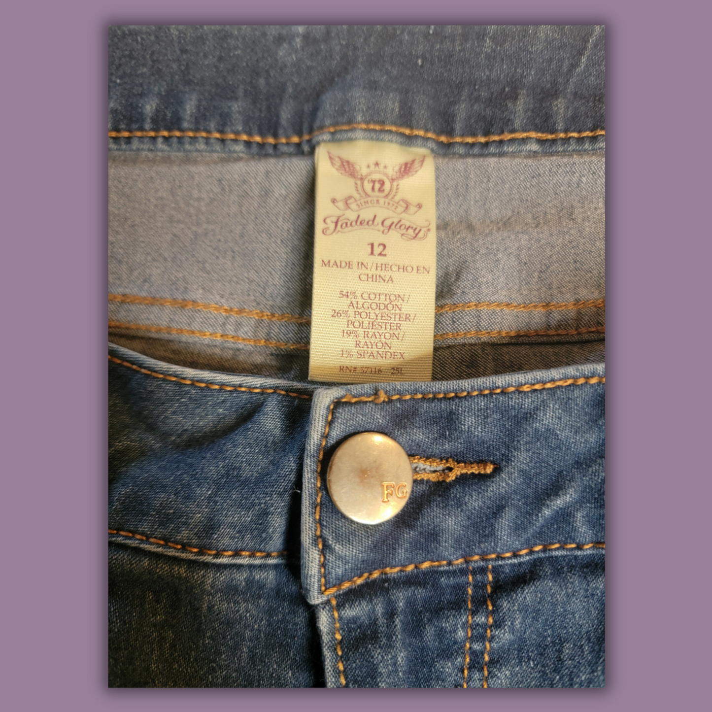 Faded Glory Jean Shorts, Blue, Size 12