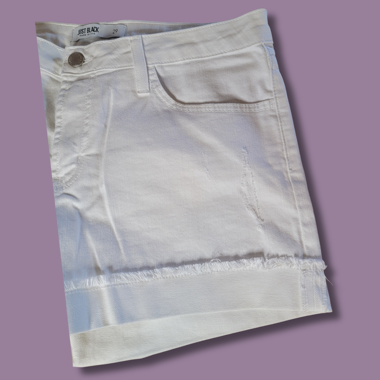 Just Black White Jean Shorts, Size 29