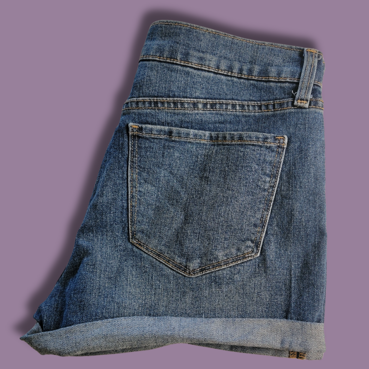 Old Navy Dark Blue Jean Shorts, Folded Hem, Size 6