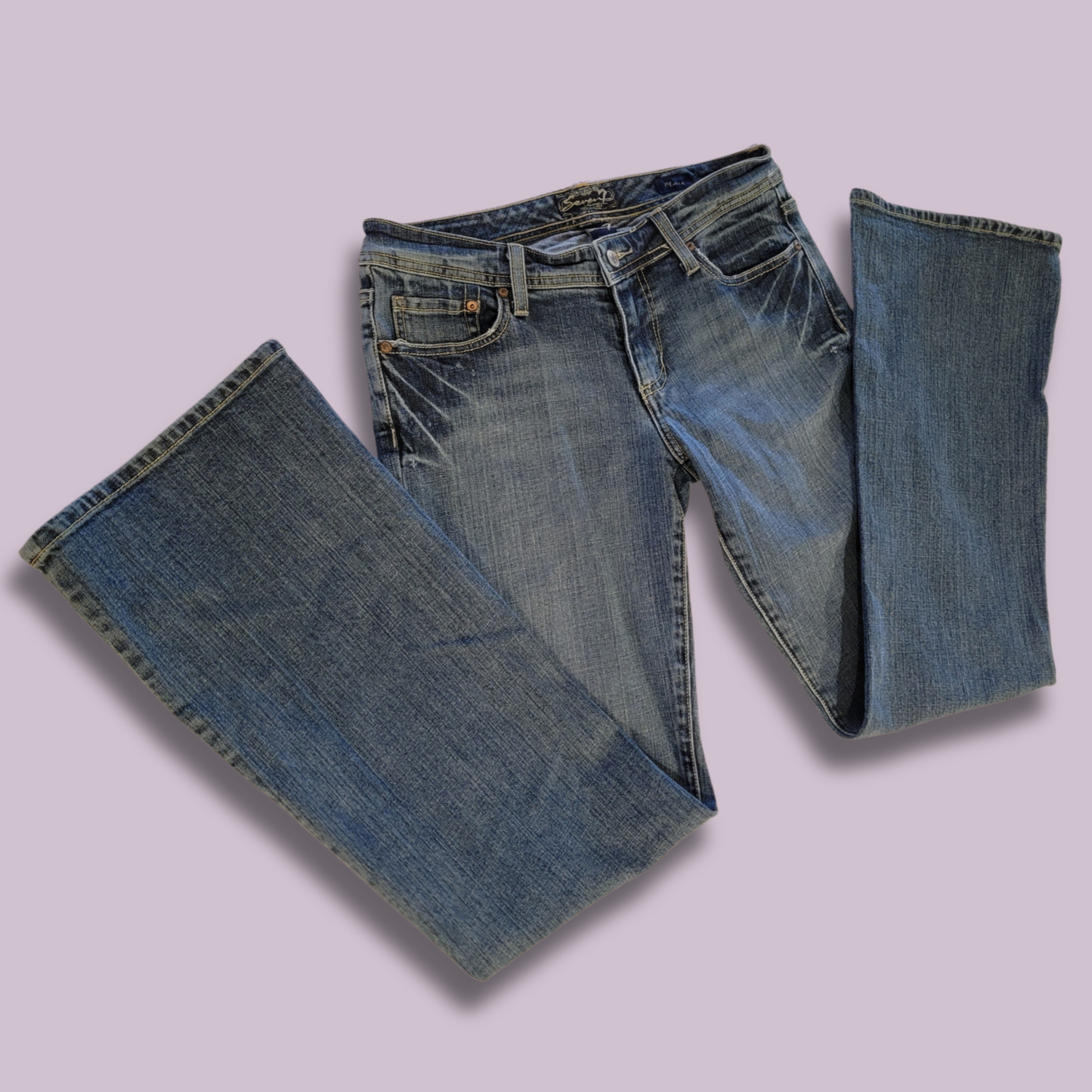 Seven 7, Premium Blue Label Jeans, Gold Stitching, Size 32
