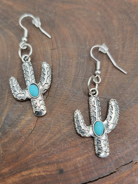 🌵 Turquoise Cactus Charm Earrings 🌵✨