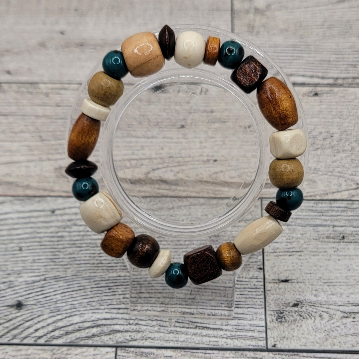 Rustic Turquoise Wood Bead Bracelet β Earthy & Unique πΏβ¨