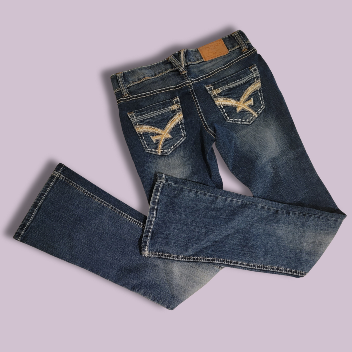 Amethyst Jeans, Distressed, Detail Stitch, Size 5