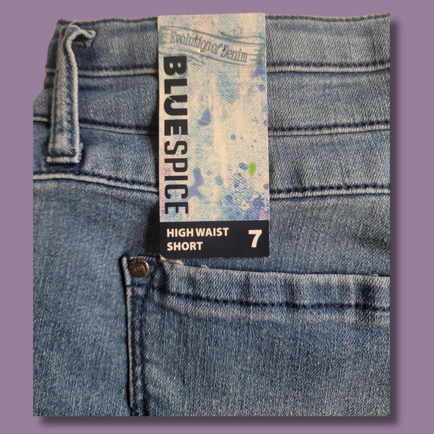 Blue Spice Jean Shorts, 3 Buttons, Size 7