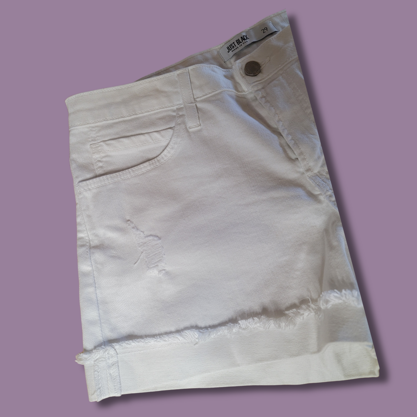 Just Black White Jean Shorts, Size 29