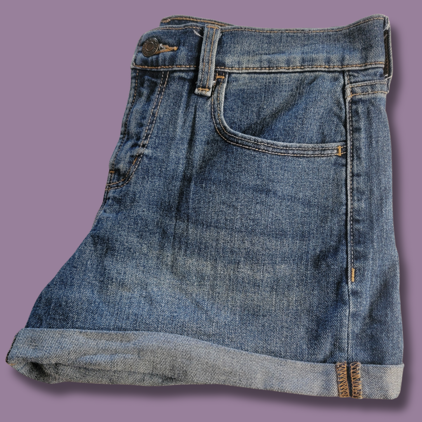 Old Navy Dark Blue Jean Shorts, Folded Hem, Size 6