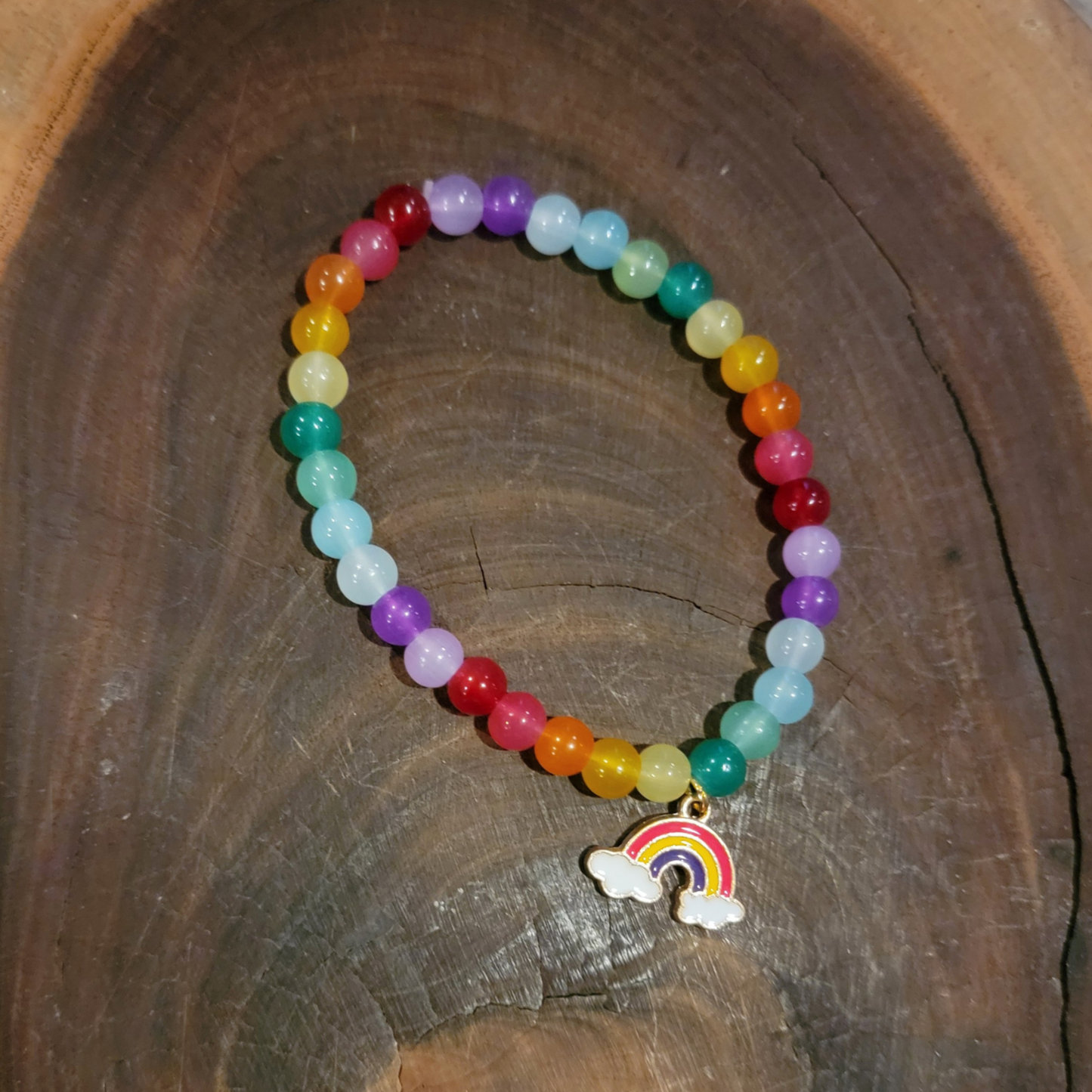 š Rainbow Dreams Glass Bead Bracelet š