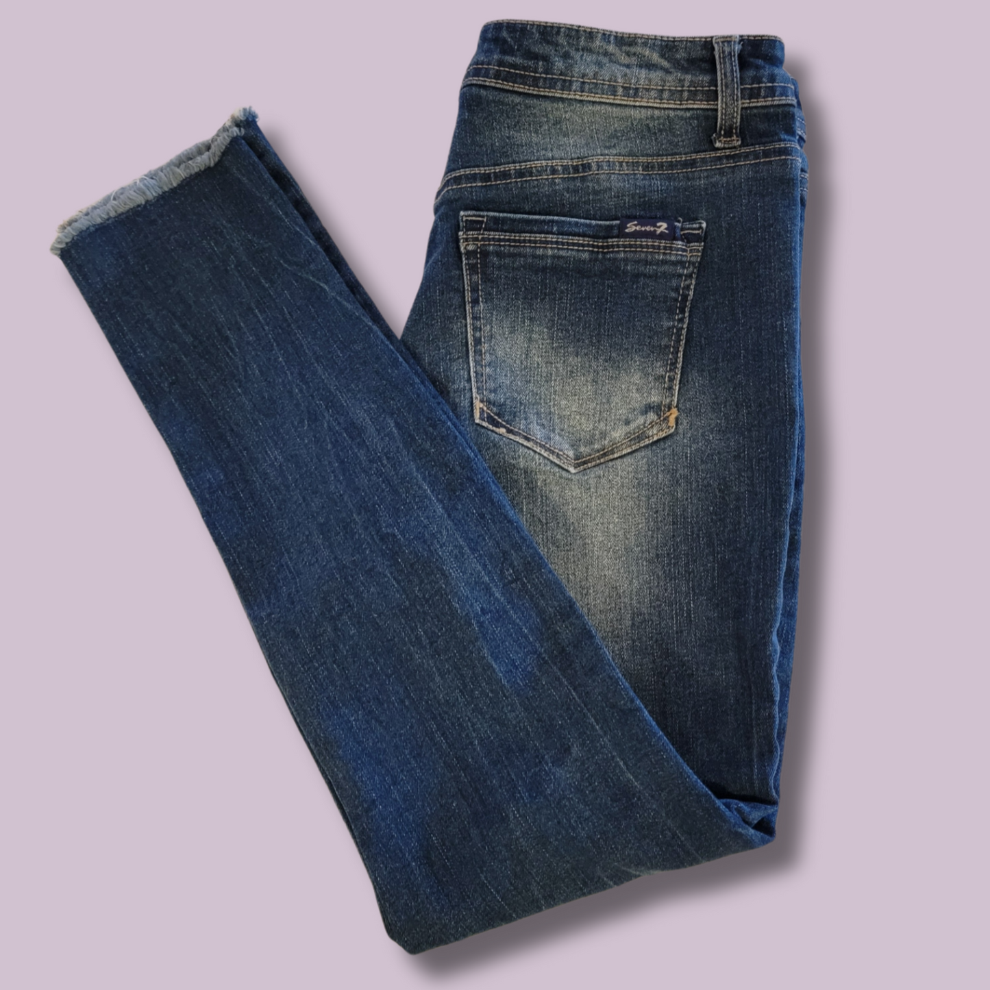 Seven 7, Blue Distressed Skinny Jeans, Size 9