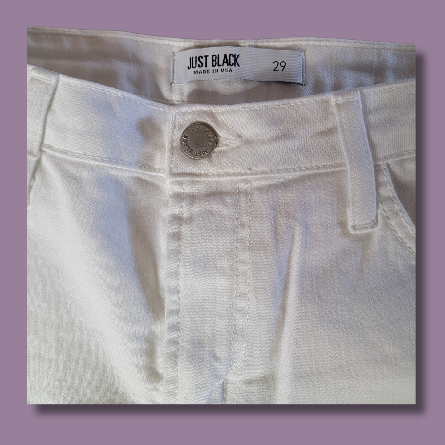 Just Black White Jean Shorts, Size 29