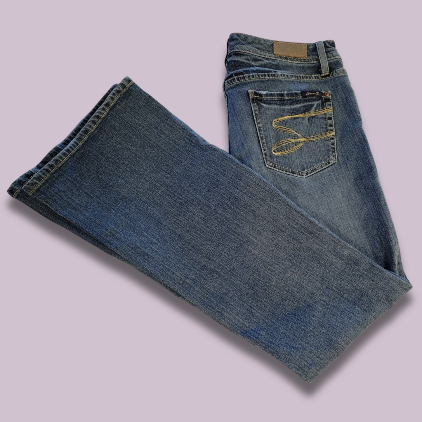 Seven 7, Premium Blue Label Jeans, Gold Stitching, Size 32