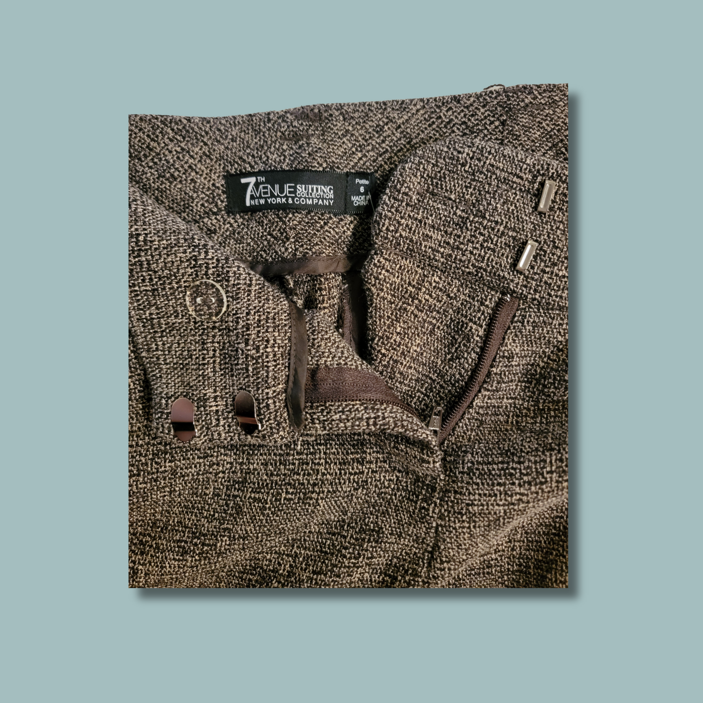 7th Avenue NY & Co, Brown Tweed Pants, Size 6 Petitie