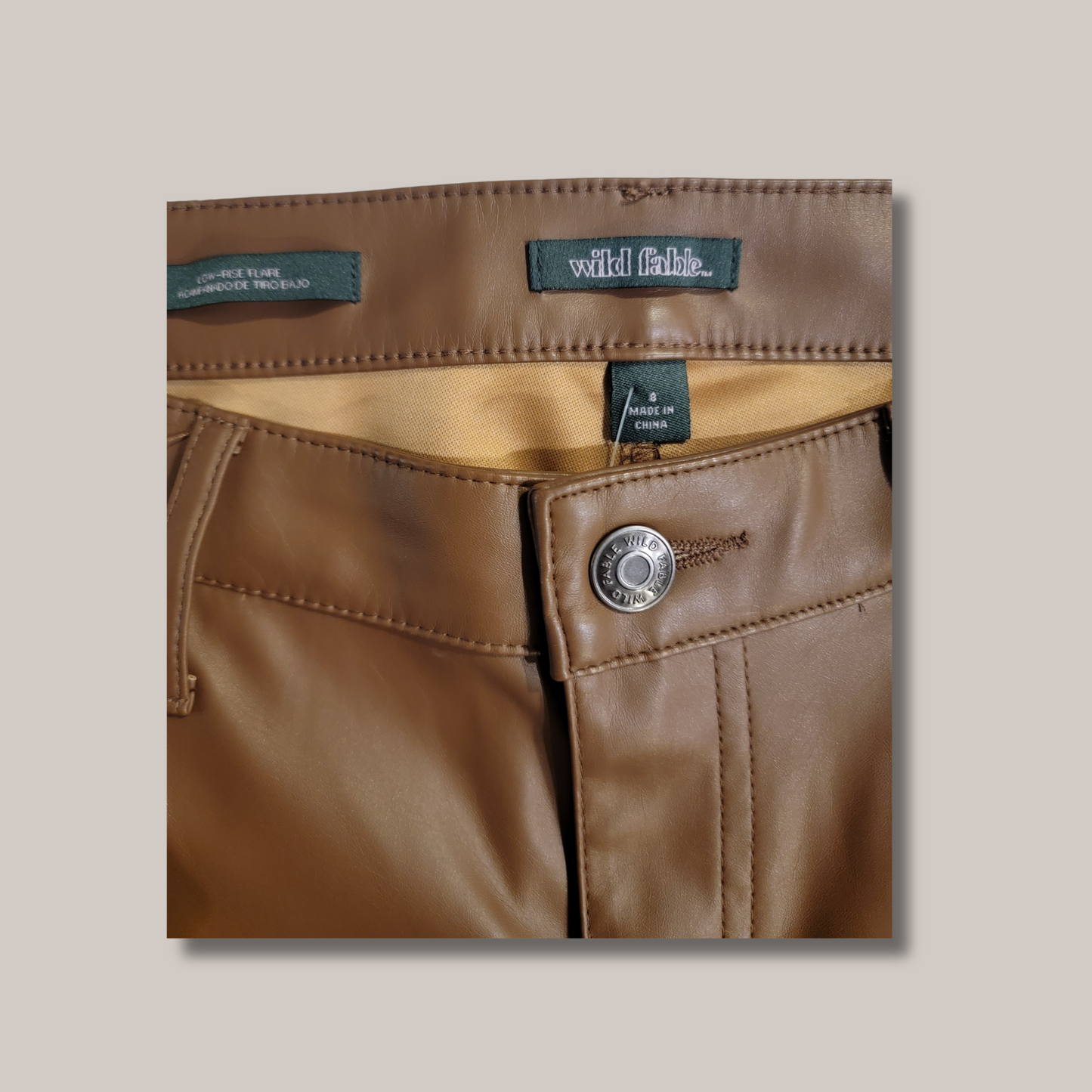 Wild Fable Brown Pleather Pants, Size 8