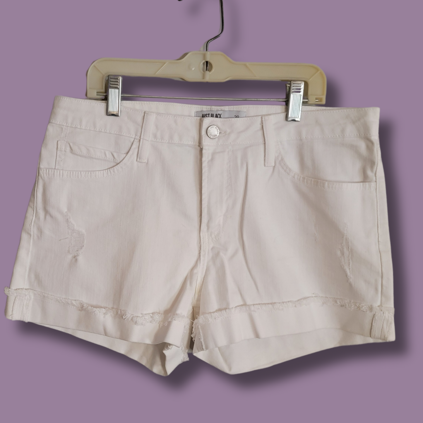 Just Black White Jean Shorts, Size 29