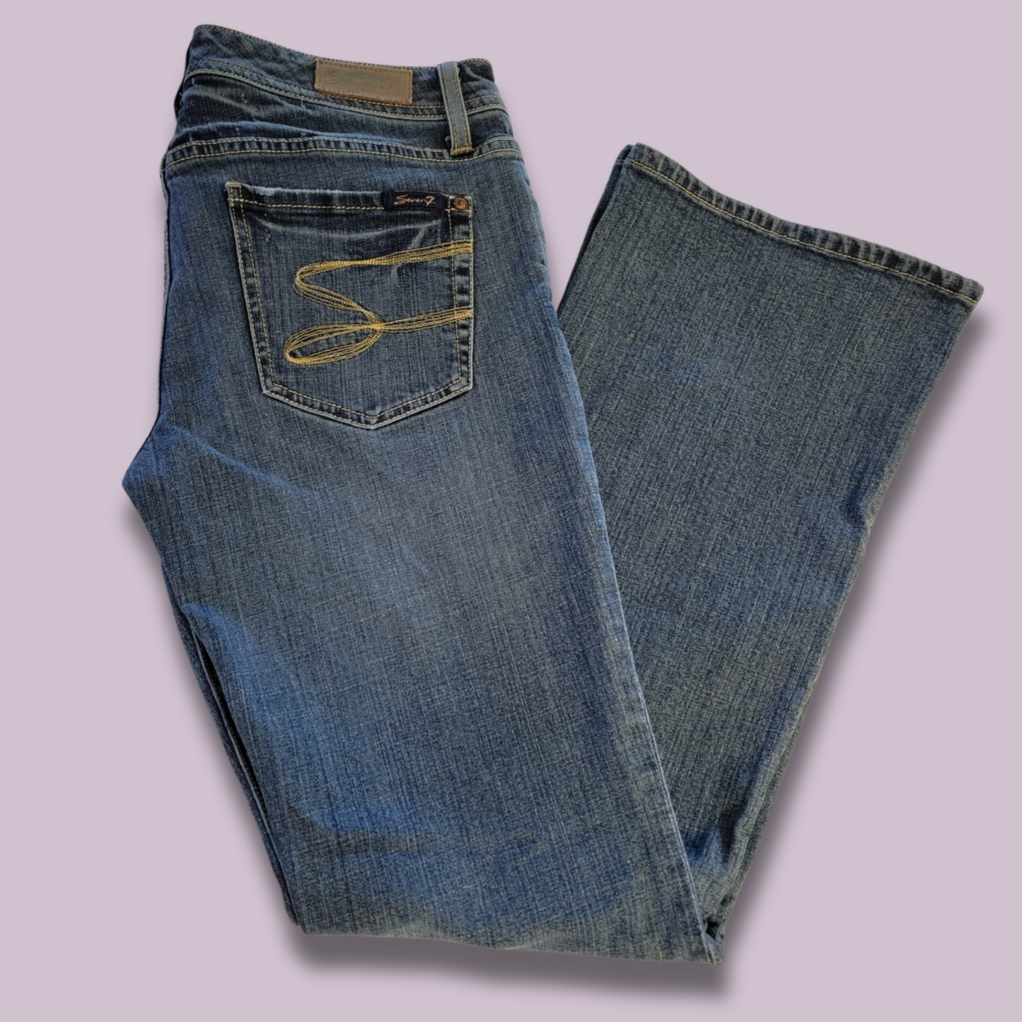 Seven 7, Premium Blue Label Jeans, Gold Stitching, Size 32