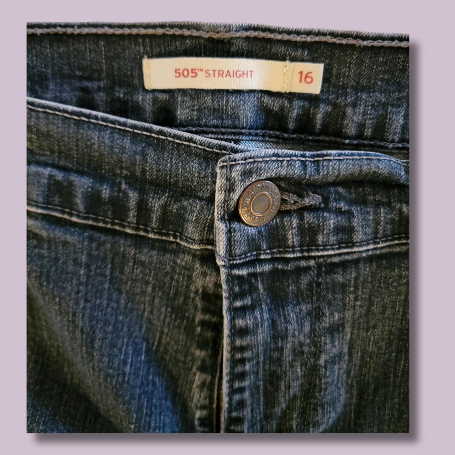 Levis 505 Straight Denim, Size 16