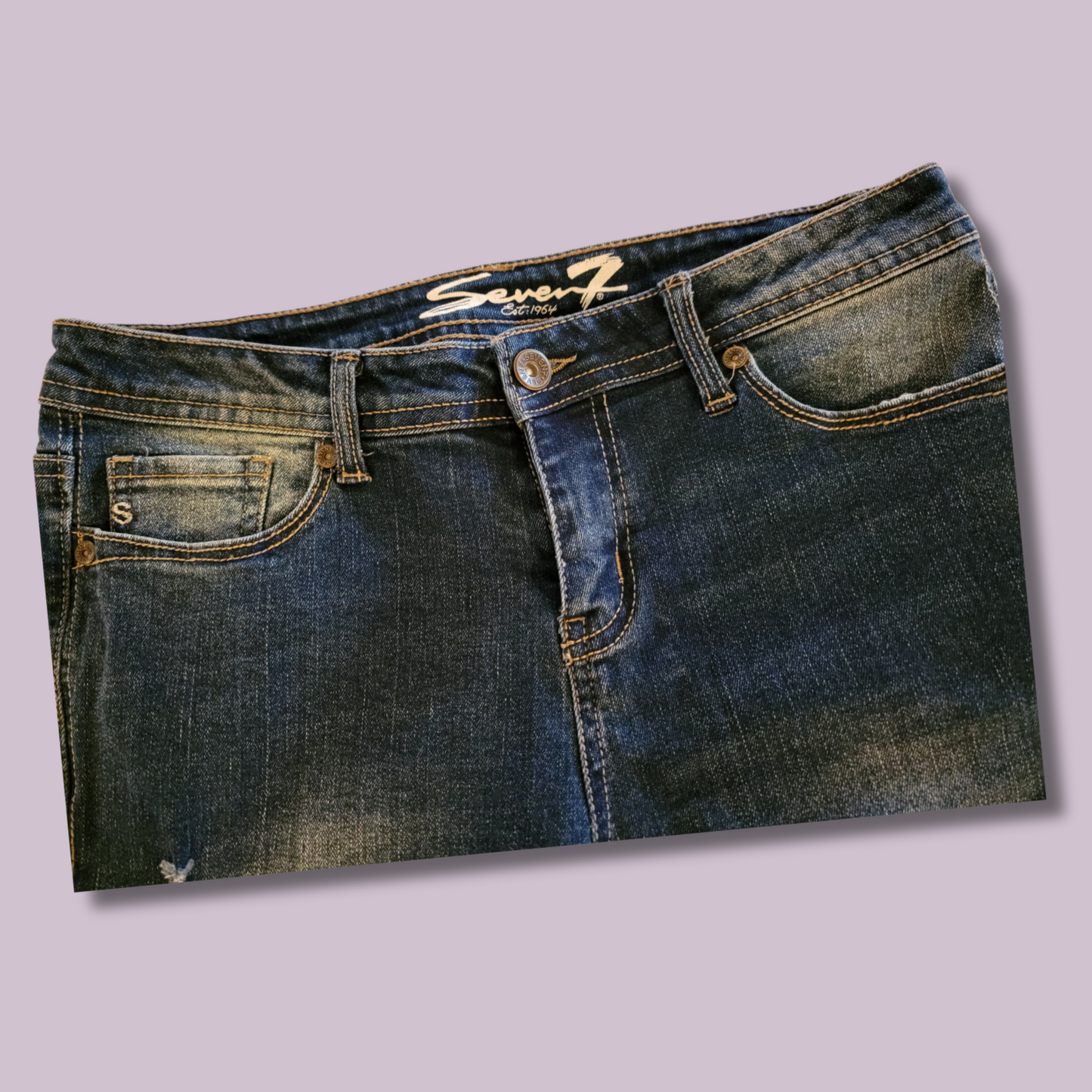 Seven 7, Blue Distressed Skinny Jeans, Size 9