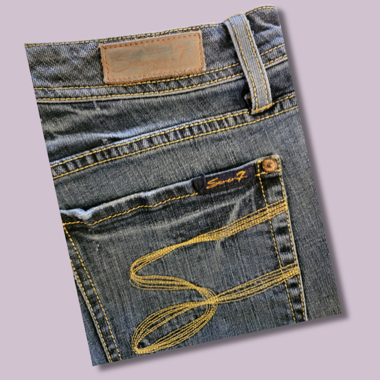 Seven 7, Premium Blue Label Jeans, Gold Stitching, Size 32